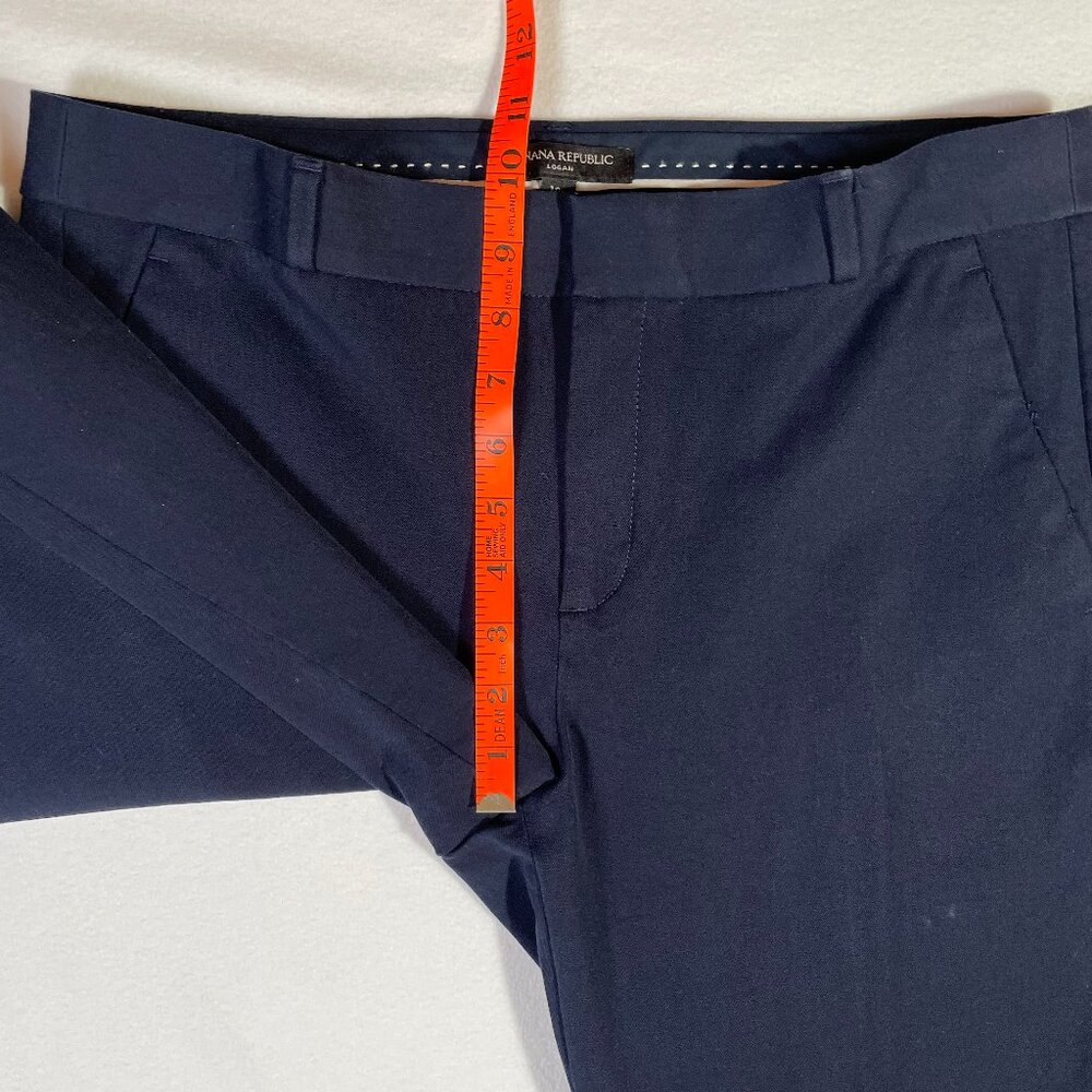 Banana Republic Logan Trousers Navy Blue Cotton Blend Stretch Size 10 L - Picture 10 of 16